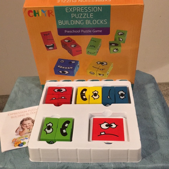Expression Puzzle Building Blocks Preschool puzzle Game Like NEW 2-4 players 3+ - Picture 12 of 12